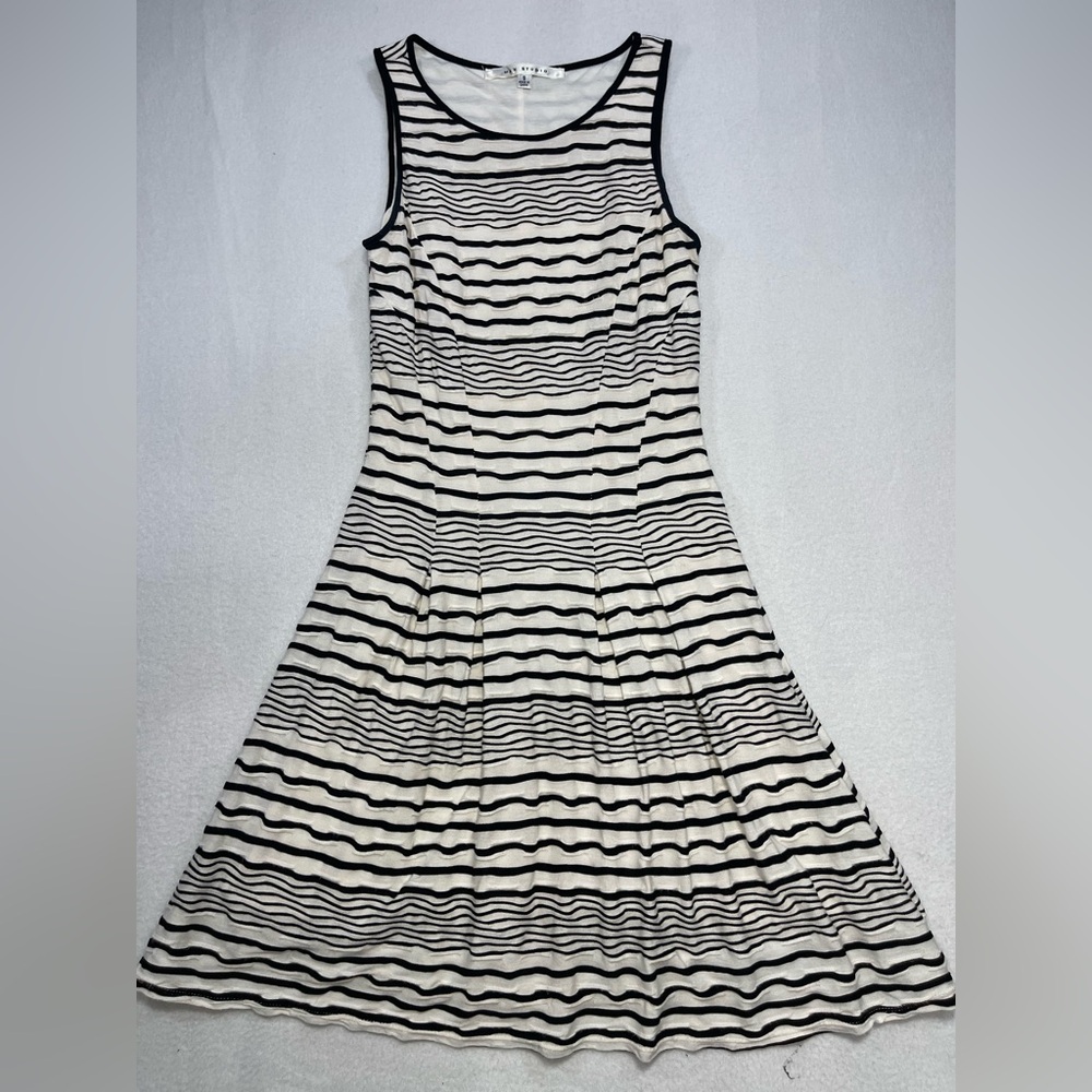 Max Studio Striped Fit & Flare Dress Black White Sleeveless S